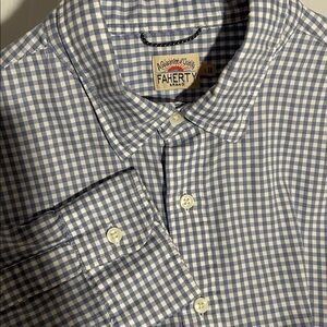 Faherty movement shirt supima mix large light blue gingham